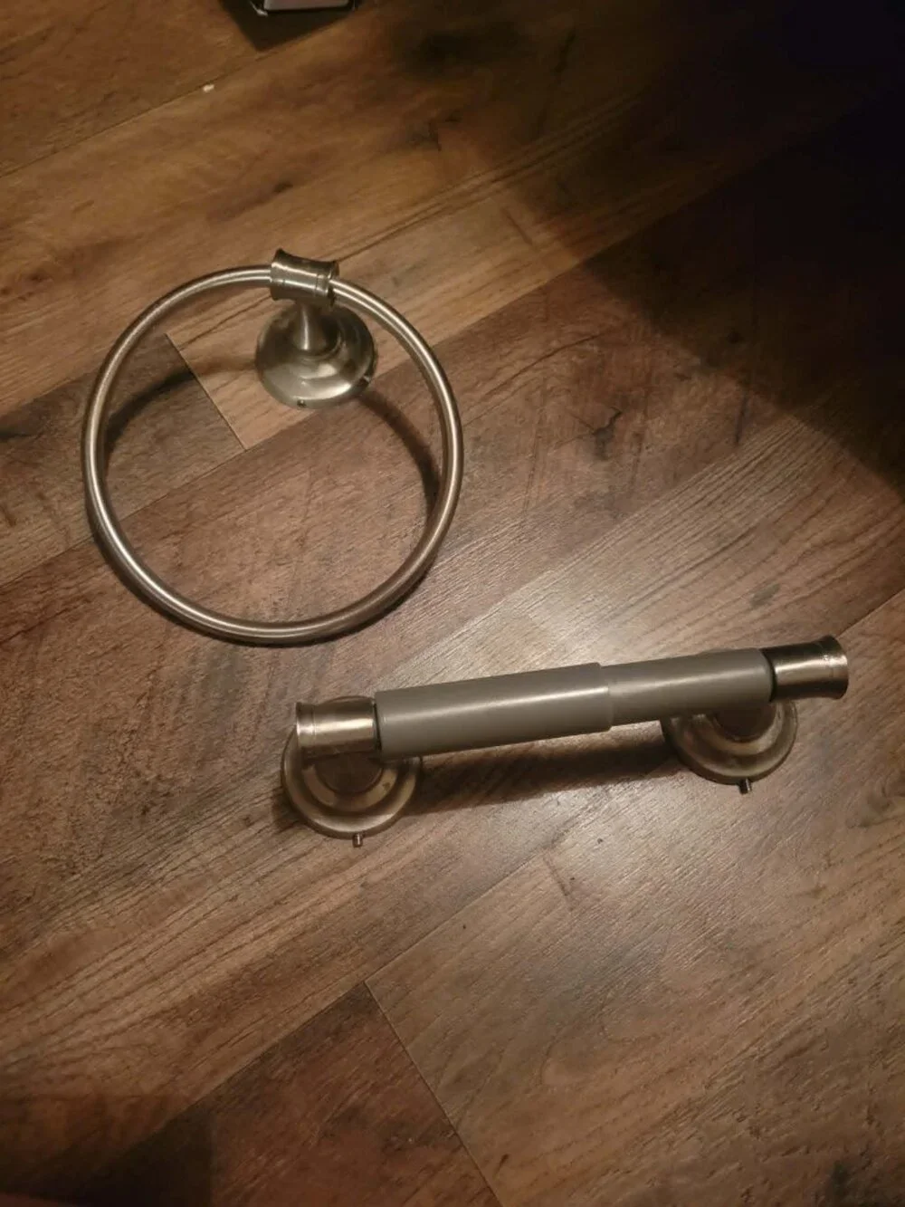 Silver Bathroom Towel Ring and TP Holder